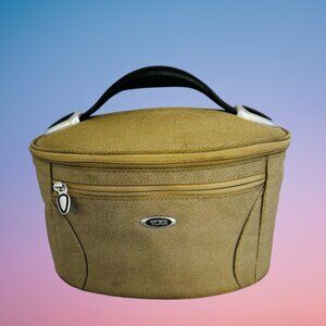 VtG Tumi T3 Train Make-up/Toiletry Case Gold  Beige Brown.